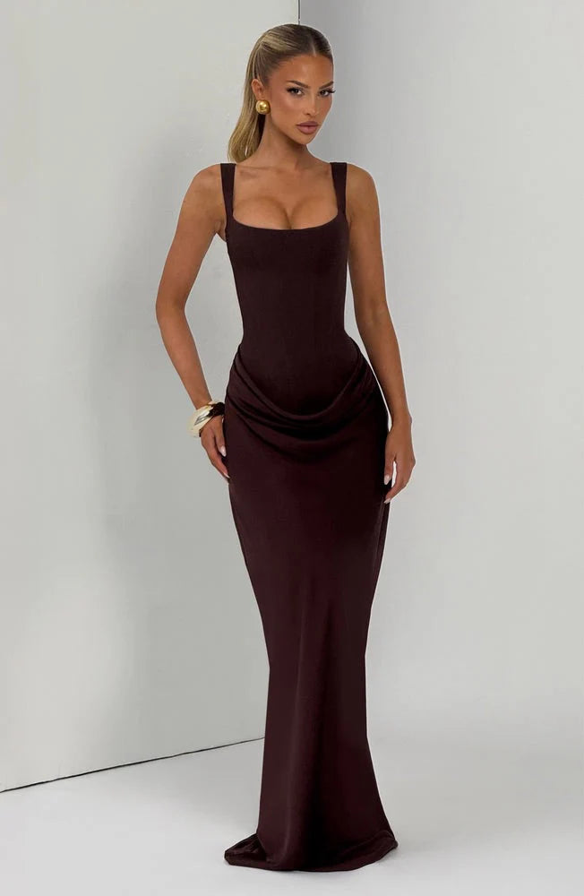 Cornelia Maxi Dress – Plum Brown I Babyboo