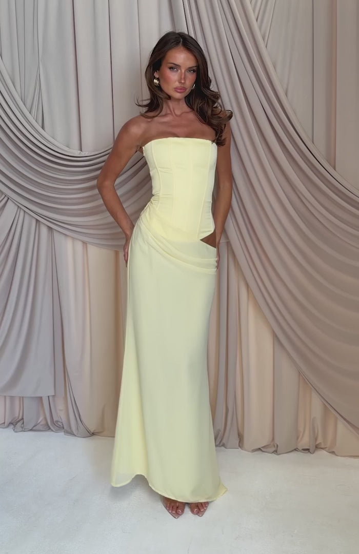 Peach Fizz Strapless Maxi Dress –White Fox
